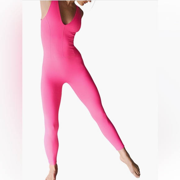 NWOT FP Movement Never Better Strappy Back Jumpsuit | Hot Pink - Picture 2 of 4